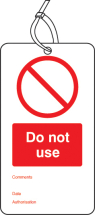 DO NOT USE DOUBLE SIDED SAFETY TAGS (PACK OF 10)