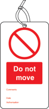 DO NOT MOVE DOUBLE SIDED SAFETY TAGS (PACK OF 10)