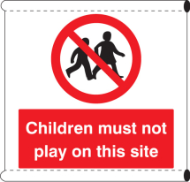 SCAFFOLD BANNER - NO CHILDREN ON THIS SITE (C/W LOOPS)