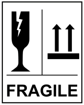FRAGILE GLASS THIS WAY UP STICKERS - 250 PER ROLL