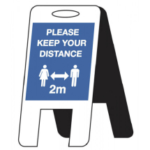 PLEASE KEEP YOUR DISTANCE SELF STAND FLUTED FOLDING SIGN
