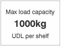 MAX LOAD CAPACITY 1000KG UDL PER SHELF,100X75MM MAG PVC