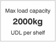MAX LOAD CAPACITY 2000KG UDL PER SHELF,100X75MM MAG PVC
