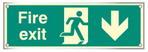 FIRE EXIT DOWN VISUAL IMPACT C/W STAND OFF LOCATORS