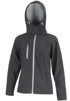 R230F Ladies Black Hooded Softshell Jacket