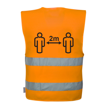 C406 Hi-Vis Orange Social Distancing Vest 2m