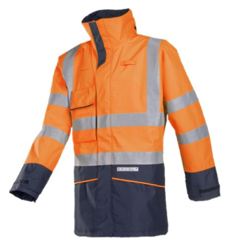 Hedland FR AS Hiviz Rain Jacket Orange/Navy