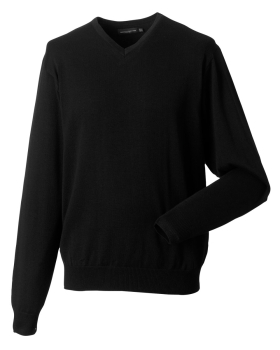 710M Mens Black V-neck Sweater C/W Logo