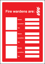 FIRE WARDENS ARE (3 NAMES, LOCATIONS & NUMBERS)