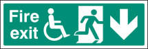 FIRE EXIT (RUNNING MAN, DISABLED SYMBOL, ARROW DOWN)