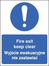 FIRE EXIT KEEP CLEAR (ENGLISH/POLISH)