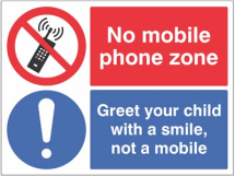 NO MOBILE PHONE ZONE GREET YOUR CHILD WITH A SMILE