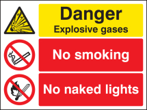 DANGER EXPLOSIVE GASES NO SMOKING NO NAKED LIGHTS