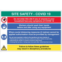WASH HANDS ETC SITE SAFETY BOARD COVID19