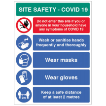 WASH HANDS ETC... SITE SAFETY BOARD COVID19