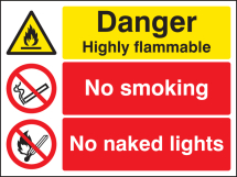 DANGER HIGHLY FLAMMABLE NO SMOKING NO NAKED LIGHTS