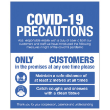 COVID 19 PRECAUTIONS SHOP WINDOW SIGN