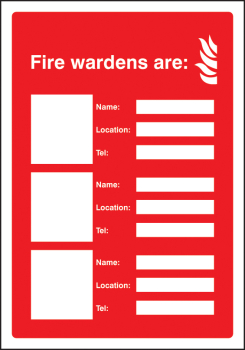YOUR FIRE WARDENS ARE (3 NAMES NUMBERS & LOCATIONS) 215X310MM