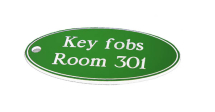 78X150MM KEY FOB OVAL - WHITE TEXT ON GREEN