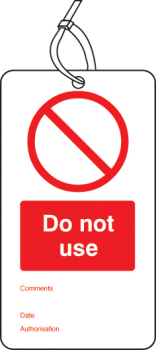 DO NOT USE DOUBLE SIDED SAFETY TAGS (PACK OF 10)