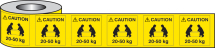LIFTING LABELS CAUTION 20-50KG ROLL OF 500 50X50MM