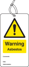 WARNING ASBESTOS DOUBLE SIDED SAFETY TAGS (PACK OF 10)