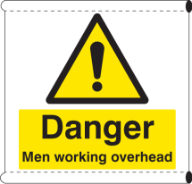 SCAFFOLD BANNER - DANGER MEN WORKING OVERHEAD (C/W LOOPS)