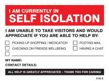 SELF-ISOLATION - ABLE TO HELP? (PK OF 5 LABELS)