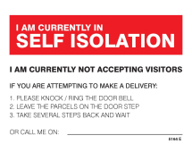 IN SELF-ISOLATION - DEL ADVICE (PK OF 5 LABELS)