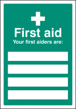 FIRST AIDERS ARE (SPACE FOR 4) ADAPT-A-SIGN 215X310MM