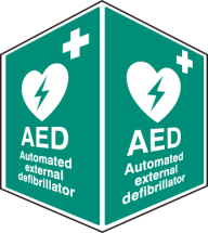AED EMERGENCY DEFIBRILLATOR - PROJECTING SIGN