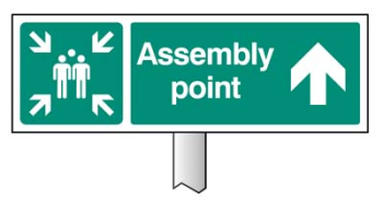 VERGE SIGN-ASSEMBLY POINT STRAIGHT ON 450X150-POST 800MM