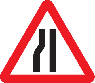 ROAD NARROWS LEFT FOLD UP 600MM TRIANGLE SIGN