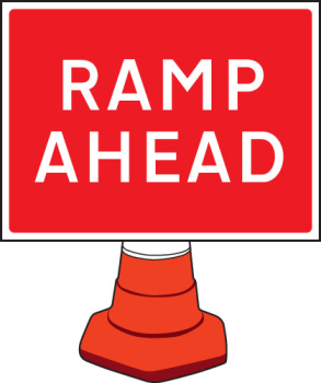 RAMP AHEAD CONE SIGN 600X450MM