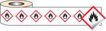 250 S/A LABELS 100X100MM GHS LABEL - FLAMMABLE