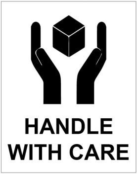 HANDLE WITH CARE STICKERS 75X100MM-250 PER ROLL