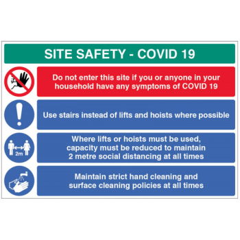 USE STAIRS ETC SITE SAFETY BOARD COVID19