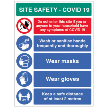 WASH HANDS ETC SITE SAFETY BOARD COVID19