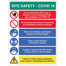 NO PHYSICAL INTERACTIONS ETC SITE SAFETY BOARD COVID19