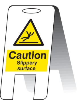 CAUTION SLIPPERY SURFACE (SELF STANDING FOLDING SIGN)