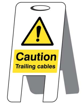 CAUTION TRAILING CABLES (SELF STANDING FOLDING SIGN)