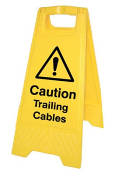 CAUTION TRAILING CABLES (FREE-STANDING FLOOR SIGN)
