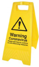 WARNING CORONA PLEASE WAIT (FREE-STANDING FLOOR SIGN)