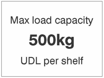 MAX LOAD CAPACITY 500KG UDL PER SHELF, 100X75MM MAG PVC