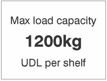 MAX LOAD CAPACITY 1200KG UDL PER SHELF,100X75MM MAG PVC