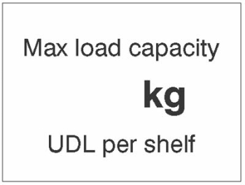 MAX LOAD CAPACITY ___KG UDL PER SHELF, 100X75MM MAG PVC