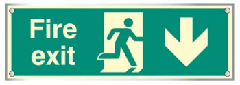 FIRE EXIT DOWN VISUAL IMPACT C/W STAND OFF LOCATORS