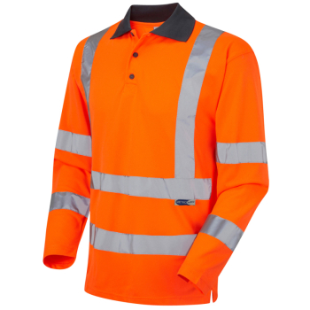 P06 Woolsery EcoViz Long Sleeve Poloshirt Orange
