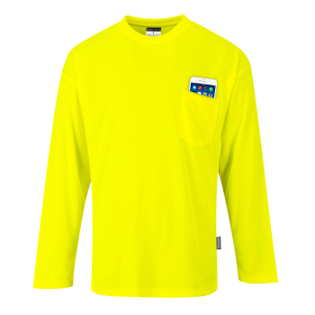 S579 - Day-Vis Pocket Long Sleeve T-Shirt Yellow