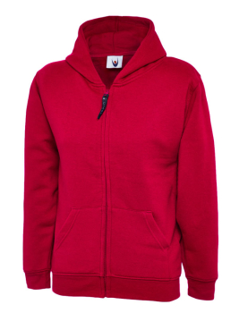 UC506 Childrens Full Zip Hooded Sweatshirt Red